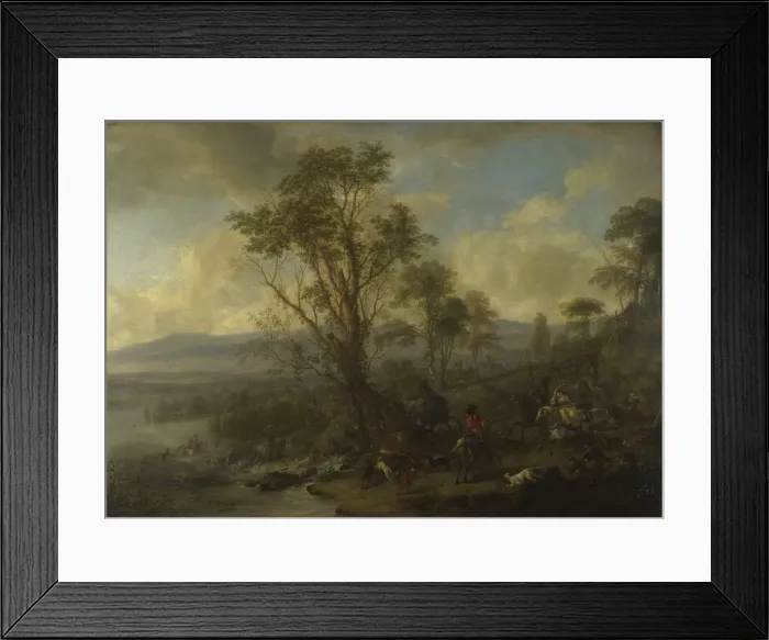 Framed Print : A Stag Hunt, ca 1665. Artist: Wouwerman, Philips (1619-1668) Framed Print : A Stag Hunt, ca 1665. Artist: Wouwerman, Philips (1619-1668)