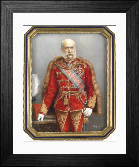 Framed Print : Portrait of Franz Joseph I of Austria in Hungarian Uniform. Artist: Osko, Lajos (1865-1922) Framed Print : Portrait of Franz Joseph I of Austria in Hungarian Uniform. Artist: Osko, Lajos (1865-1922)
