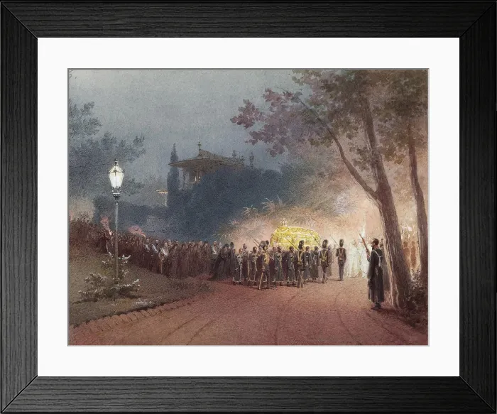 Framed Print : Carrying the coffin with the body of Alexander III from the Small Palace at Livadia, 1895. Artist: Zichy, Mihaly (1827-1906) Framed Print : Carrying the coffin with the body of Alexander III from the Small Palace at Livadia, 1895. Artist: Zichy, Mihaly (1827-1906)