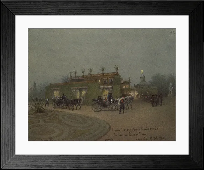 Framed Print : Arrival of Alice, Princess of Hesse, to Livadia on 10 October 1894, 1895. Artist: Zichy, Mihaly (1827-1906) Framed Print : Arrival of Alice, Princess of Hesse, to Livadia on 10 October 1894, 1895. Artist: Zichy, Mihaly (1827-1906)