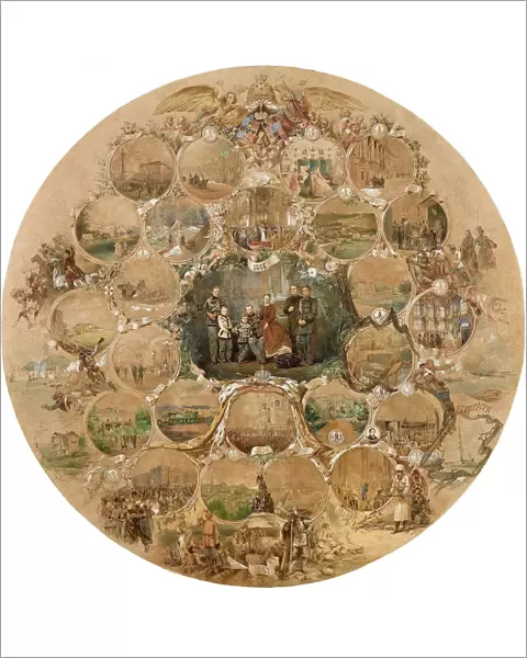 Composition to the celebration of the silver wedding of Emperor Alexander II, 1866. Artist: Zichy, Mihaly (1827-1906)