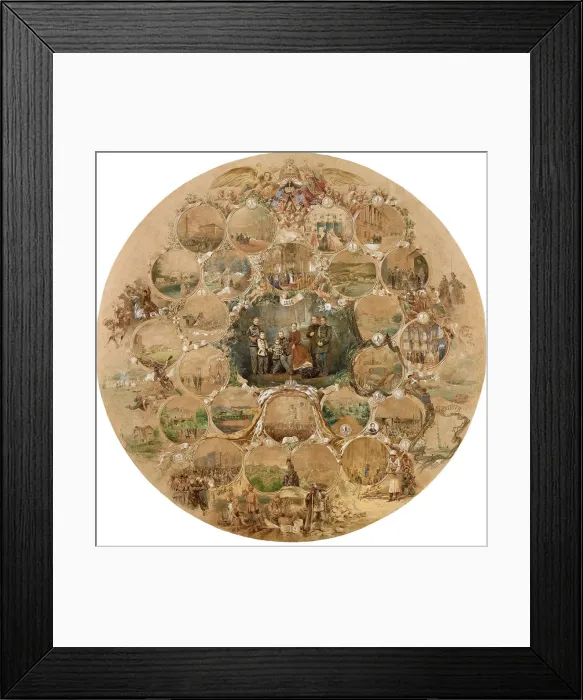 Framed Print : Composition to the celebration of the silver wedding of Emperor Alexander II, 1866. Artist: Zichy, Mihaly (1827-1906) Framed Print : Composition to the celebration of the silver wedding of Emperor Alexander II, 1866. Artist: Zichy, Mihaly (1827-1906)