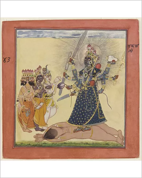 Goddess Bhadrakali Worshipped by the Gods (from a tantric Devi series), c. 1660. Artist: Anonymous