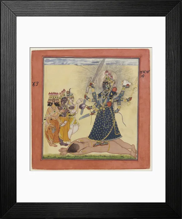 Framed Print : Goddess Bhadrakali Worshipped by the Gods (from a tantric Devi series), c. 1660. Artist: Anonymous Framed Print : Goddess Bhadrakali Worshipped by the Gods (from a tantric Devi series), c. 1660. Artist: Anonymous