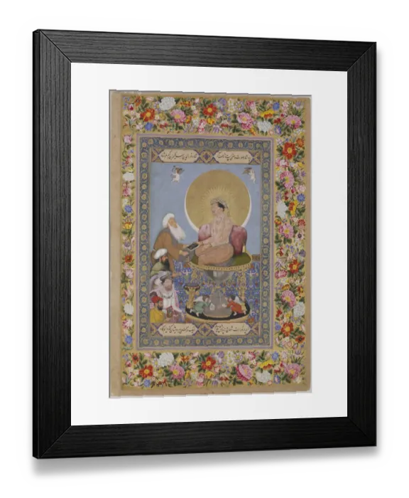 Framed Print : Jahangir Preferring a Sufi sheikh to Kings, c. 1618. Artist: Bichitr (?-ca 1660) Framed Print : Jahangir Preferring a Sufi sheikh to Kings, c. 1618. Artist: Bichitr (?-ca 1660)