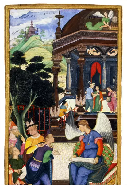 An Angel Conversing with a Group of Europeans, c. 1610. Artist: Indian Art