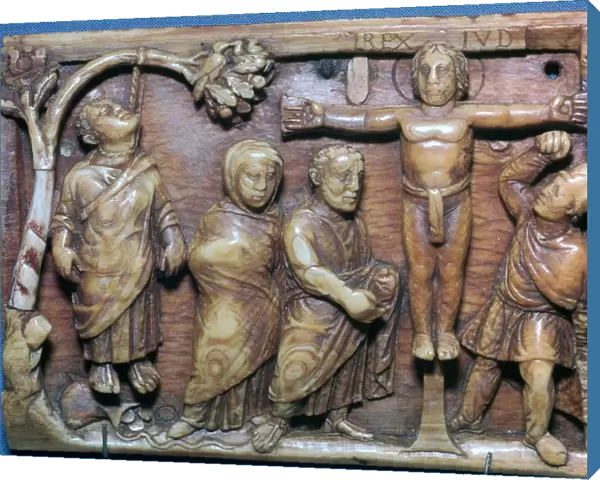 Late Roman ivory casket, Death of Judas and the Crucifixion, 5th century
