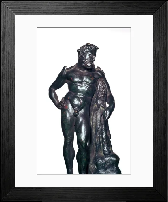 Framed Print : Roman bronze statuette of Hercules with his lion skin and club, 1st-2nd century BC Framed Print : Roman bronze statuette of Hercules with his lion skin and club, 1st-2nd century BC