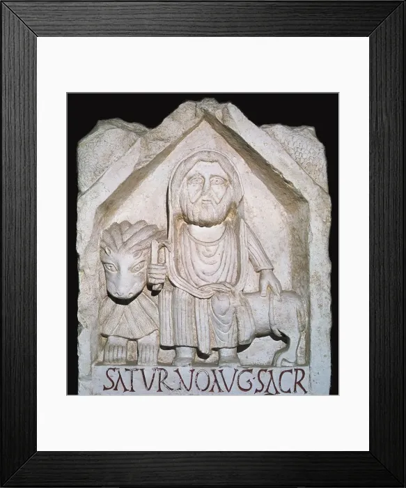 Framed Print : Detail of a Neo-Punic relief dedicated to the god Saturn showing a priest Framed Print : Detail of a Neo-Punic relief dedicated to the god Saturn showing a priest
