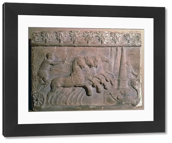 Roman terracotta panel showing a racing chariot