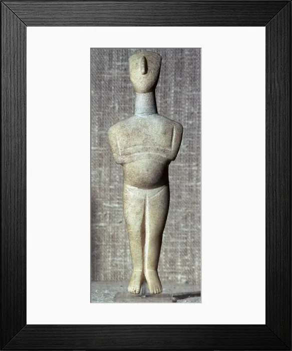 Framed Print : Cycladic marble figure, 25th century BC Framed Print : Cycladic marble figure, 25th century BC