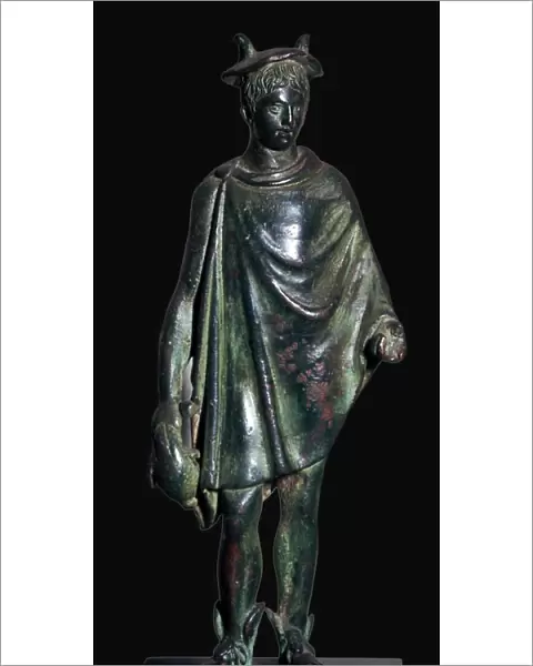 Roman bronze statuette of Mercury carrying a purse
