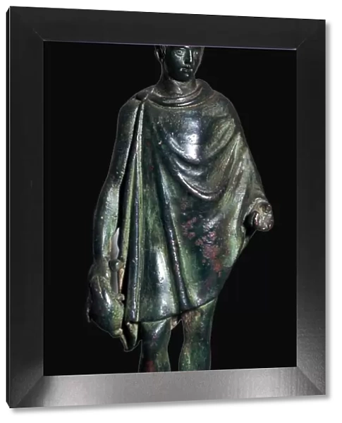 Roman bronze statuette of Mercury carrying a purse