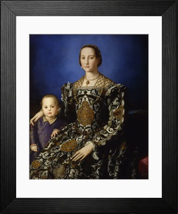 Framed Print : Portrait of Eleanor of Toledo with her son Giovanni, ca 1545. Artist: Bronzino, Agnolo (1503-1572) Framed Print : Portrait of Eleanor of Toledo with her son Giovanni, ca 1545. Artist: Bronzino, Agnolo (1503-1572)