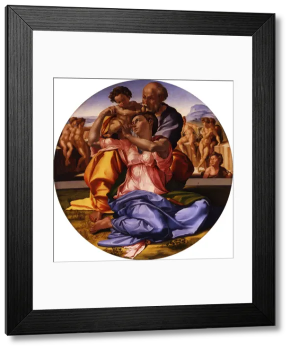 Framed Print : The Holy Family (The Doni Tondo). Artist: Buonarroti, Michelangelo (1475-1564) Framed Print : The Holy Family (The Doni Tondo). Artist: Buonarroti, Michelangelo (1475-1564)