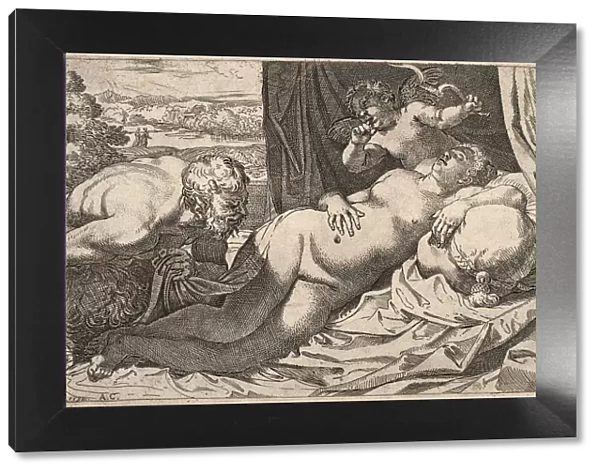 Satyr and Nymph. Artist: Carracci, Agostino (1557-1602)