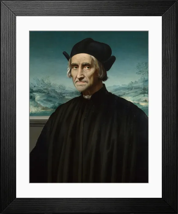 Framed Print : Portrait of Girolamo Benivieni (1453-1542), Between 1515 and 1520. Artist: Ghirlandaio, Ridolfo (1483-1561) Framed Print : Portrait of Girolamo Benivieni (1453-1542), Between 1515 and 1520. Artist: Ghirlandaio, Ridolfo (1483-1561)