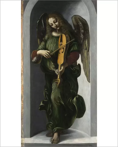 An Angel in Green with a Vielle, c. 1490-1499. Artist: Leonardo da Vinci, (Circle of)