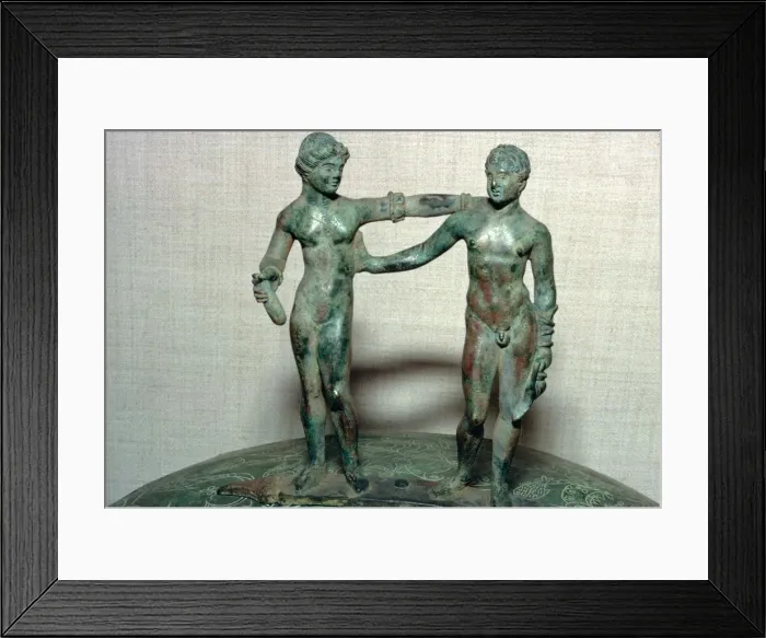 Framed Print : Etruscan bronze figures from the lid of a bronze vessel Framed Print : Etruscan bronze figures from the lid of a bronze vessel