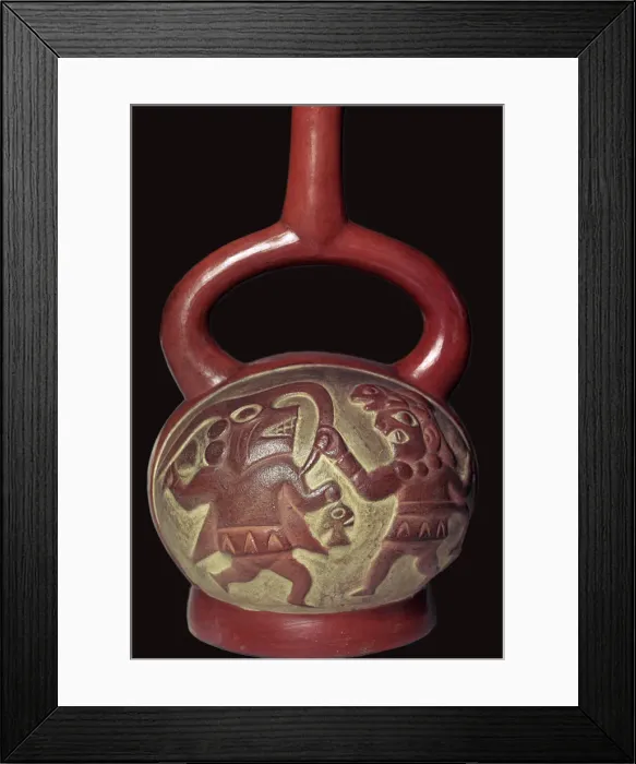 Framed Print : Mochicha stirrup-spout vessel, 1st century