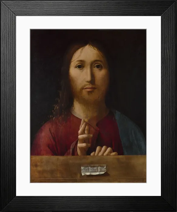 Framed Print : Christ Blessing, 1465. Artist: Antonello da Messina (ca 1430-1479)