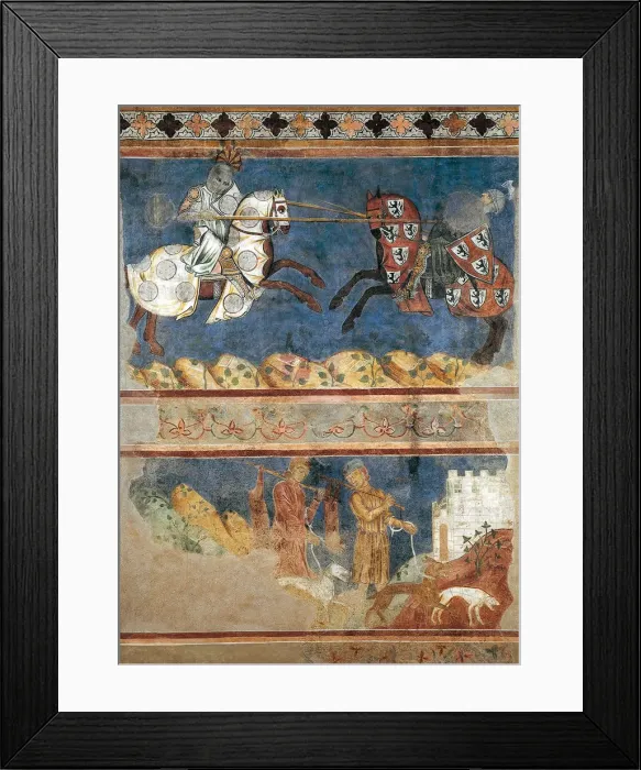 Framed Print : Tournament and Hunting Scenes, 1289. Artist: Azzo di Masetto (active ca 1280s) Framed Print : Tournament and Hunting Scenes, 1289. Artist: Azzo di Masetto (active ca 1280s)
