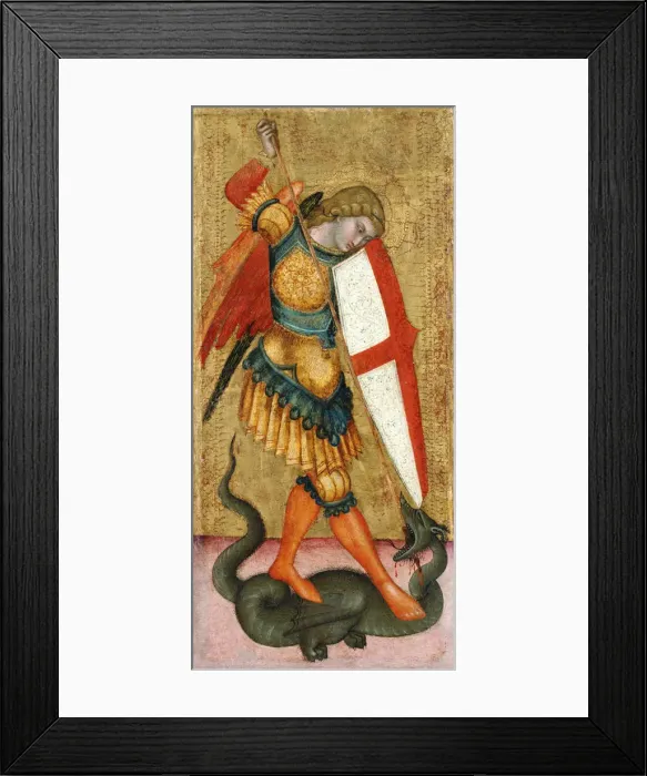 Framed Print : Saint Michael and the Dragon, 14th century. Artist: Anonymous
