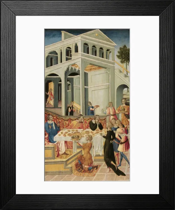 Framed Print : The Head of Saint John the Baptist Brought before Herod, 1455-1460. Artist: Giovanni di Paolo (ca 1403-1482) Framed Print : The Head of Saint John the Baptist Brought before Herod, 1455-1460. Artist: Giovanni di Paolo (ca 1403-1482)