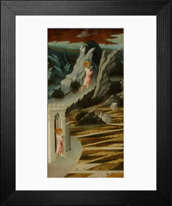 Framed Print : Saint John the Baptist Entering the Wilderness, 1455-1460. Artist: Giovanni di Paolo (ca 1403-1482) Framed Print : Saint John the Baptist Entering the Wilderness, 1455-1460. Artist: Giovanni di Paolo (ca 1403-1482)
