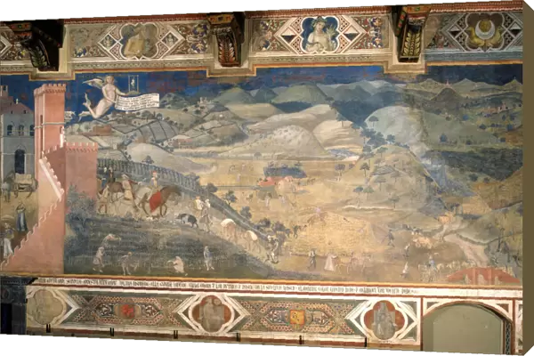 Effects of Good Government in the countryside (Cycle of frescoes The Allegory of the Good and Bad Government), 1338-1339. Artist: Lorenzetti, Ambrogio (ca 1290-ca 1348)