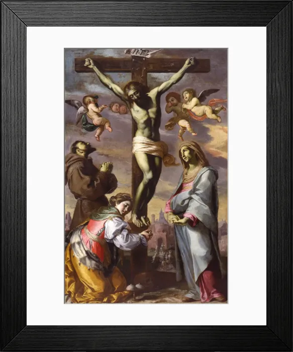 Framed Print : The Crucifixion with the Virgin and Saints Francis and Agatha, Mid of 17th cen Artist: Mei, Bernardino (1612-1676) Framed Print : The Crucifixion with the Virgin and Saints Francis and Agatha, Mid of 17th cen Artist: Mei, Bernardino (1612-1676)