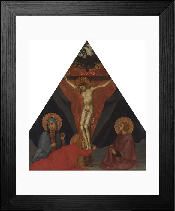 Framed Print : The Crucifixion with the Virgin, Mary Magdalene and St. John the Evangelist, ca 1400. Artist: Andrea di Bartolo (bef. 1389-1428) Framed Print : The Crucifixion with the Virgin, Mary Magdalene and St. John the Evangelist, ca 1400. Artist: Andrea di Bartolo (bef. 1389-1428)