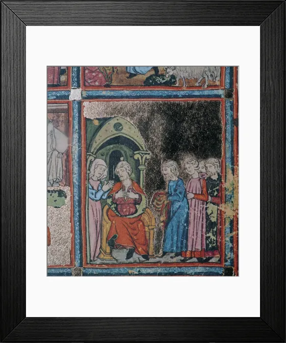 Framed Print : Josephs brothers showing their father his bloodstained coat, 14th century Framed Print : Josephs brothers showing their father his bloodstained coat, 14th century