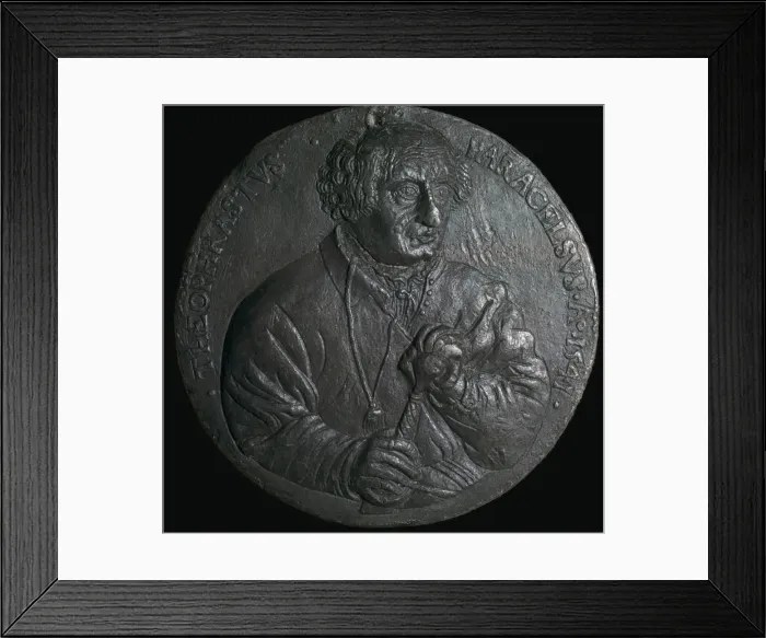 Framed Print : A German medal depicting Paracelsus, 16th century Framed Print : A German medal depicting Paracelsus, 16th century