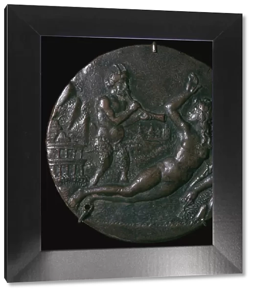 Bronze medallion of Abundance and a Satyr, 15th century. Artist: Antonio de Brescia