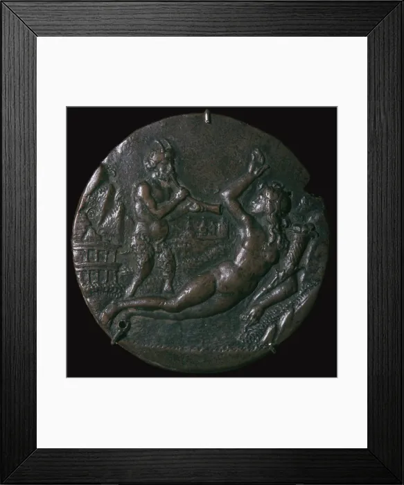 Framed Print : Bronze medallion of Abundance and a Satyr, 15th century. Artist: Antonio de Brescia Framed Print : Bronze medallion of Abundance and a Satyr, 15th century. Artist: Antonio de Brescia