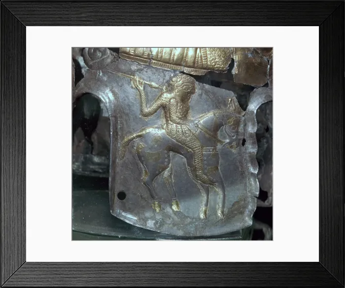 Framed Print : Detail of a horseman from the helmet of a Thraco-Getic chief