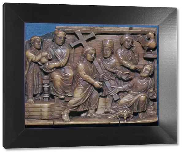 Byzantine ivory showing Pilate condemning Christ and the denial of St Peter, 5th century