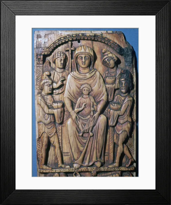 Framed Print : Ivory panel of the adoration of the magi, 6th century