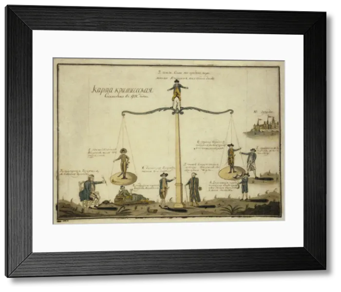 Framed Print : Critical Map. Allegory (The balance of Europe), 1791. Artist: Anonymous Framed Print : Critical Map. Allegory (The balance of Europe), 1791. Artist: Anonymous