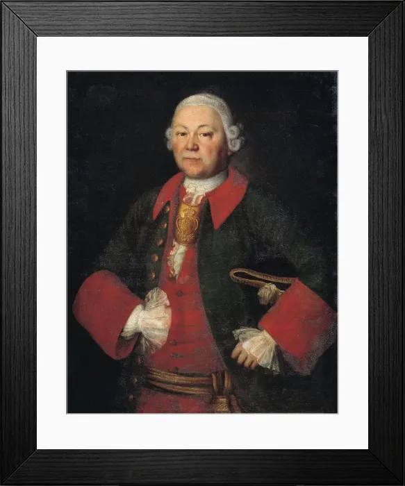 Framed Print : Portrait of Count Ivan Terentyevich Meshchersky, 1756. Artist: Kolokolnikov, Mina Lukich (1707-1775) Framed Print : Portrait of Count Ivan Terentyevich Meshchersky, 1756. Artist: Kolokolnikov, Mina Lukich (1707-1775)