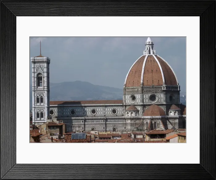 Framed Print : The cathedral and Giottos Tower in Florence from the Palazzo Vecchio. Artist: Filippo Brunelleschi