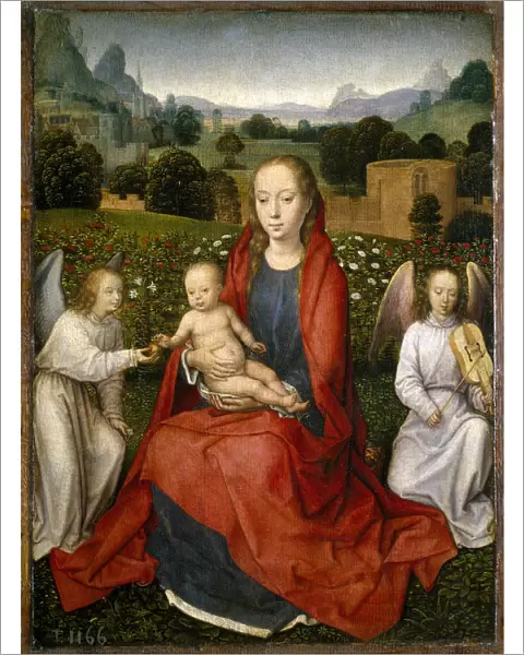 Virgin and child and two angels, 1480-1490. Artist: Memling, Hans (1433  /  40-1494)
