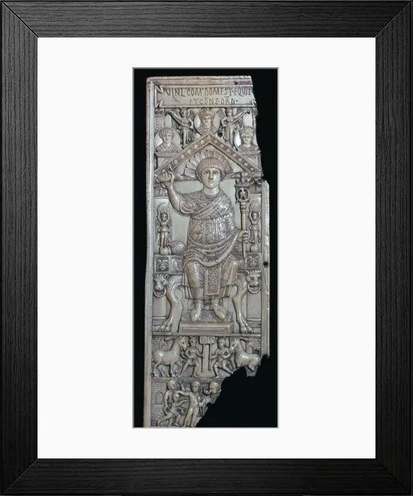 Framed Print : Ivory leaf of a consular diptych of Flavius Anastasius, 6th century Framed Print : Ivory leaf of a consular diptych of Flavius Anastasius, 6th century