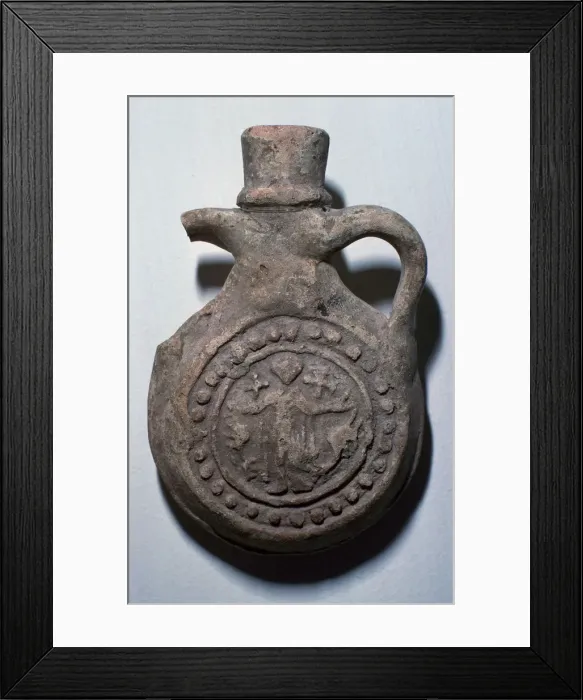 Framed Print : Pilgrim flask for the shrine of St Menas, 6th century Framed Print : Pilgrim flask for the shrine of St Menas, 6th century