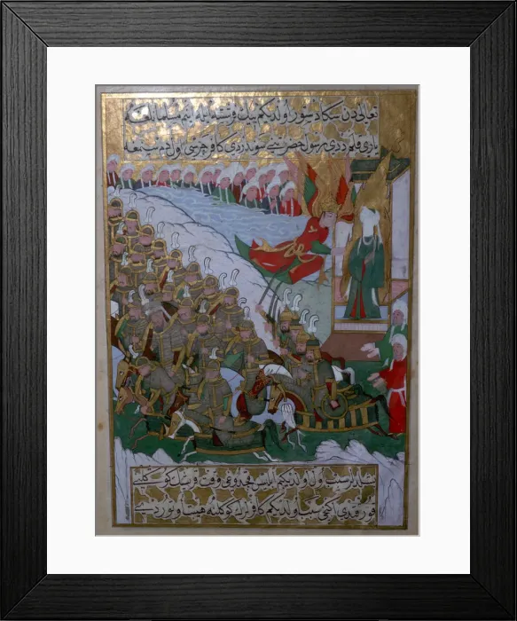 Framed Print : Islamic illustration of the Archangel Gabriel helping the armies of Muhammed Framed Print : Islamic illustration of the Archangel Gabriel helping the armies of Muhammed