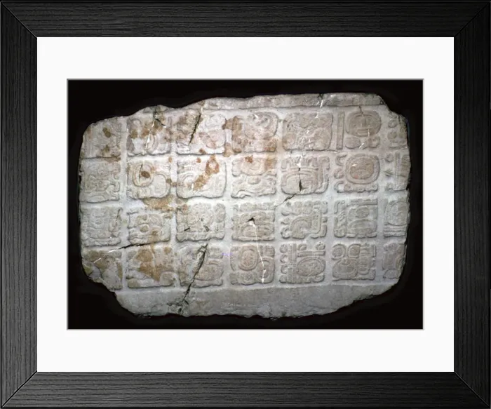 Framed Print : Mayan hieroglyphs on part of a door lintel, 7th century Framed Print : Mayan hieroglyphs on part of a door lintel, 7th century