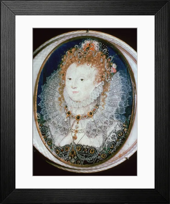 Framed Print : Miniature portrait of Queen Elizabeth I, 16th century Framed Print : Miniature portrait of Queen Elizabeth I, 16th century