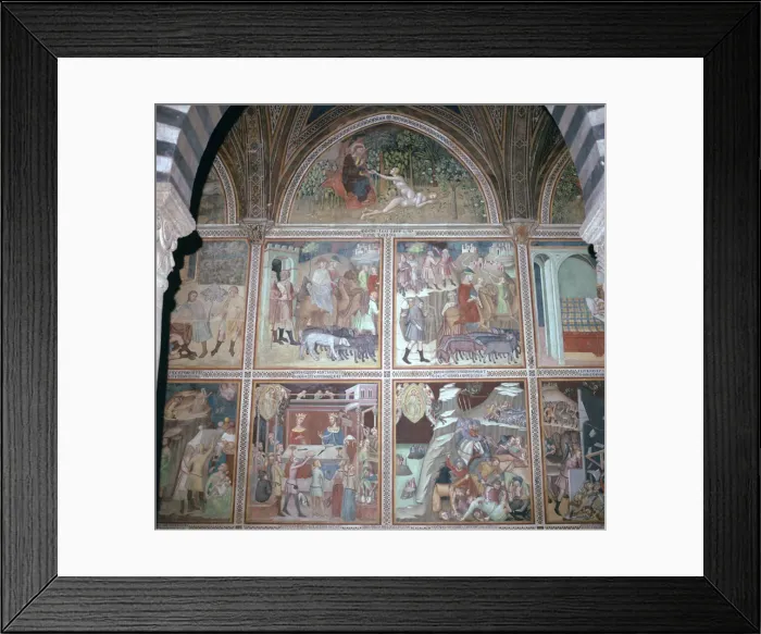 Framed Print : Fresco of Eve and the story of Abraham, 14th century Framed Print : Fresco of Eve and the story of Abraham, 14th century
