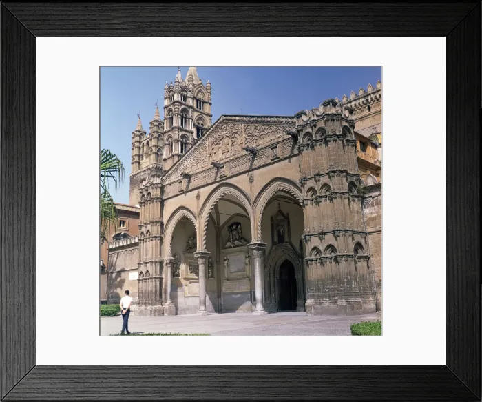 Framed Print : The south doorway of Palermo cathedral, 12th century. Artist: Walter Ophamil Framed Print : The south doorway of Palermo cathedral, 12th century. Artist: Walter Ophamil